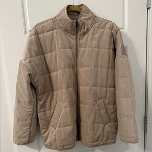 New Directions beige tan quilted dolman bomber jacket size medium
